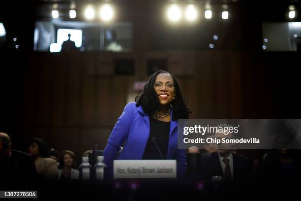 Supreme Court nominee Judge Ketanji Brown Jackson arrives for the third day of her confirmation hearing before the Senate Judiciary Committee in the...