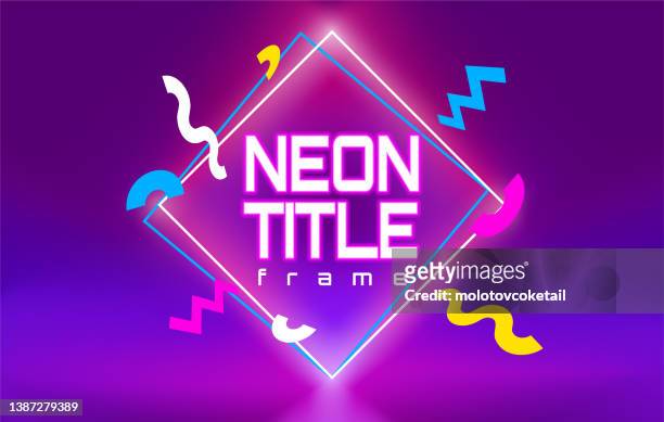 neon-titelrahmen - awards night stock-grafiken, -clipart, -cartoons und -symbole