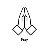 Pray vector Outline Icon Design illustration. Easter Symbol on White background EPS 10 File