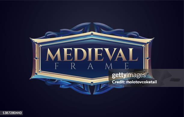 3d medieval shield frame - championship banner stock illustrations