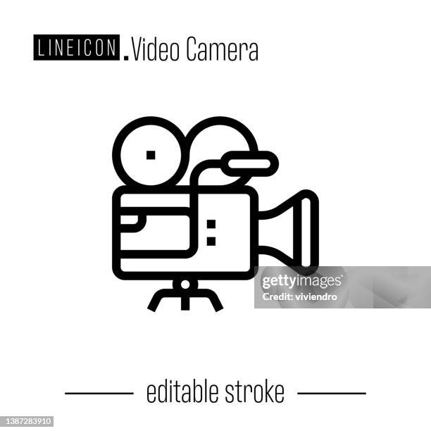 video camera line icon - television camera stock illustrations