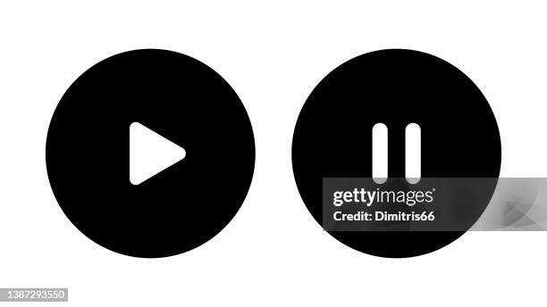 illustrazioni stock, clip art, cartoni animati e icone di tendenza di pulsante riproduci e metti in pausa - segnale di stop