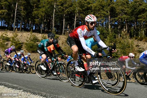 Roger Adriá Oliveras of Spain and Team Equipo Kern Pharma and Jesús Herrada Lopez of Spain and Team Cofidis compete during the 101st Volta Ciclista a...