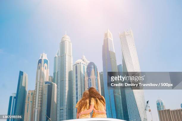 summer car trip and young family on vacation - dubai tourism stock pictures, royalty-free photos & images
