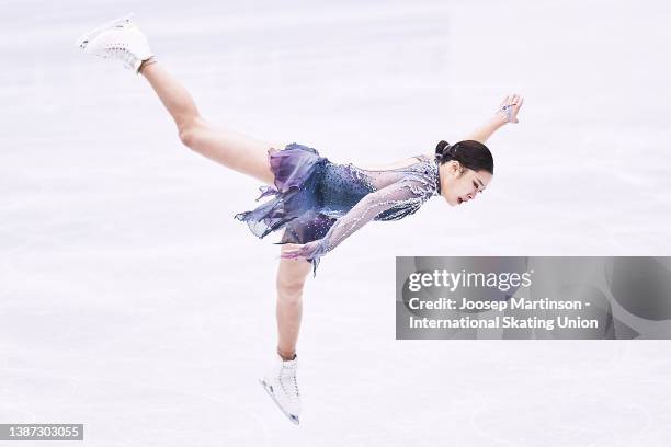 Young You of Korea competes in the Women´s Short Program during day 1 of the ISU World Figure Skating Championships at Sud de France Arena on March...