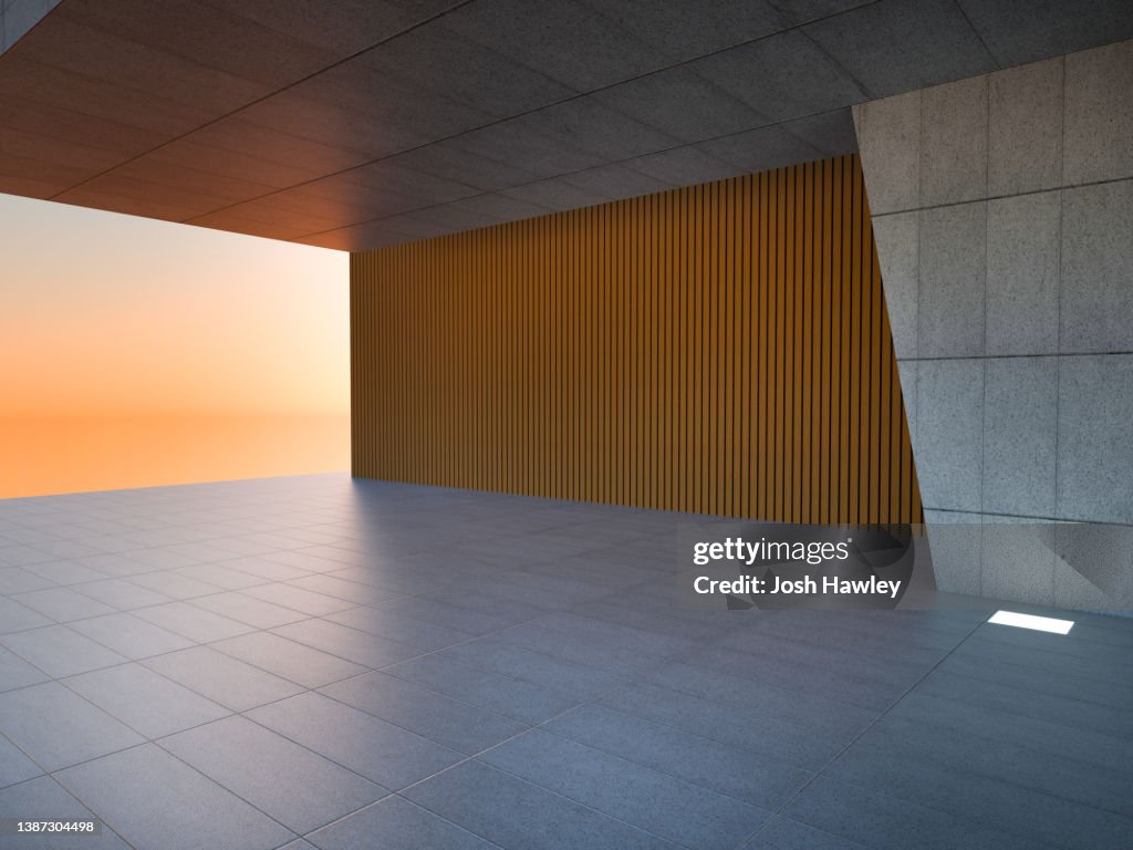 Futuristic empty room, 3D Rendering