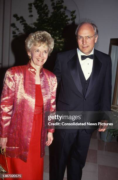 Married American couple, Chair of the National Endowment for the Humanities Lynne Cheney and US Secretary of Defense Dick Cheney, arrive at the White...