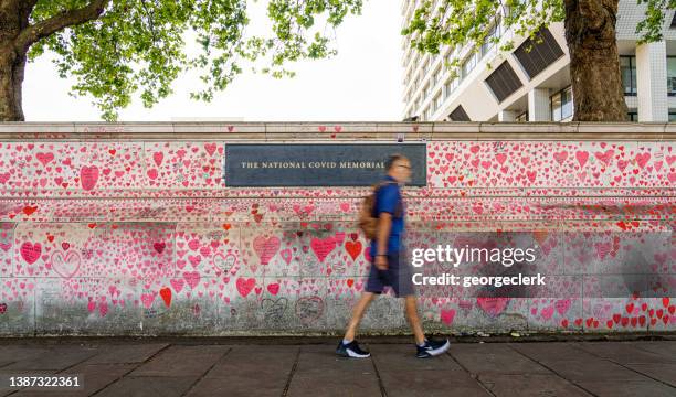 london's national covid memorial wall - coronavirus england stock pictures, royalty-free photos & images