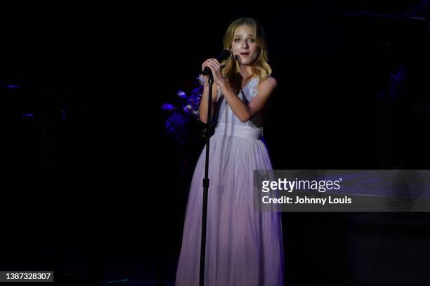 Jackie Evancho performs live on stage at The Parker on March 22, 2022 in Ft Lauderdale, Florida.