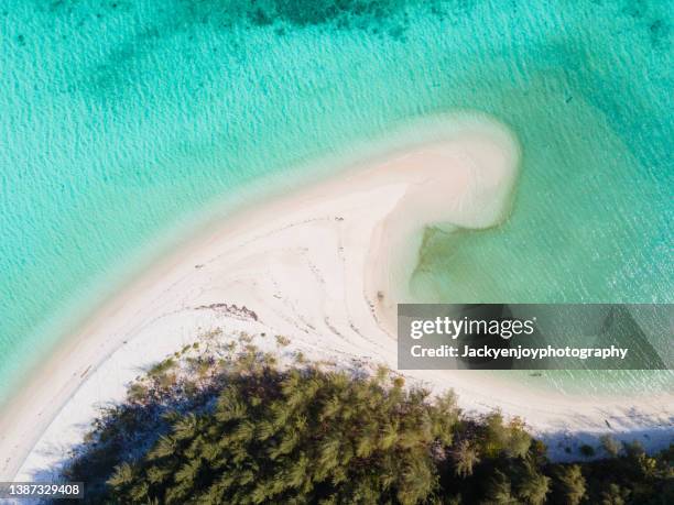 aerial view seen longtail boat on the beach at ko poda island, krabi, - koh poda stock pictures, royalty-free photos & images