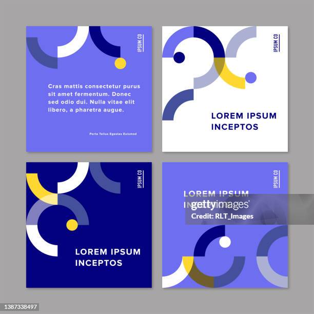 square social post design template with with abstract geometric graphics — ipsumco series - vibrant color logo stock illustrations