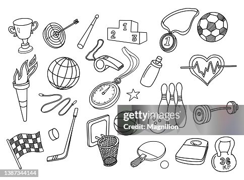 Sport and Active Lifestyle Doodles Set Sport and Active Lifestyle Doodles Set