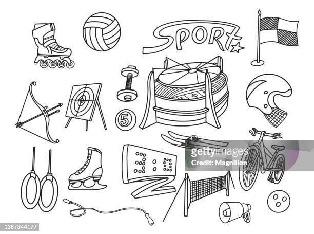 stockillustraties, clipart, cartoons en iconen met sport and active lifestyle doodles set - life ring