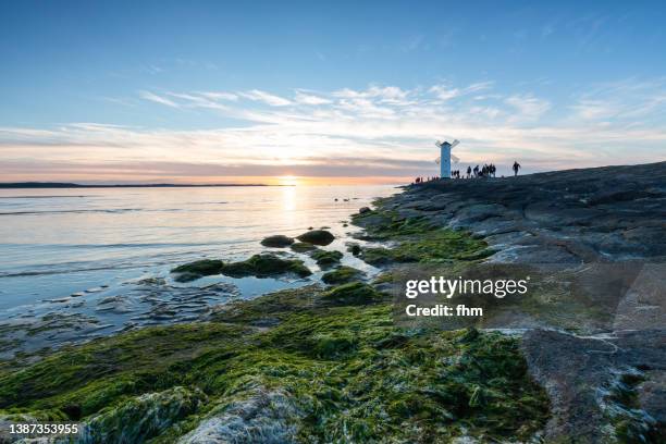 stawa młyny at blue hour (german: mühlenbake) - baltic sea poland stock pictures, royalty-free photos & images