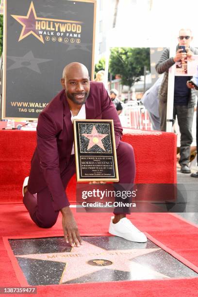 Morris Chestnut poses with his star on the Hollywood Walk of Fame on March 23, 2022 in Hollywood, California.