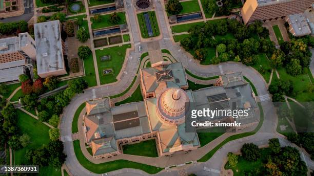 view of texas state capitol building - austin texas aerial stock pictures, royalty-free photos & images