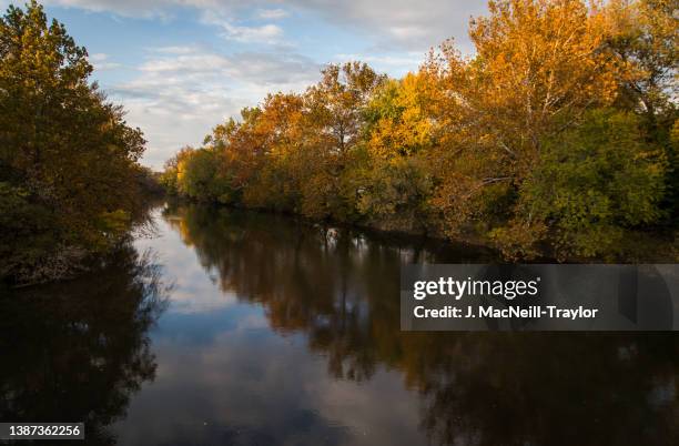 conestoga river reflection - lancaster pennsylvania stock-fotos und bilder