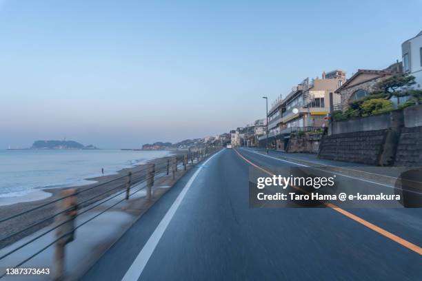 the coast road in kanagawa of japan - kamakura city stock pictures, royalty-free photos & images