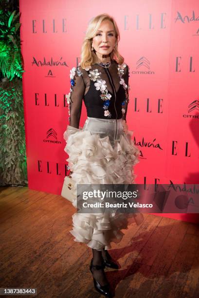 Carmen Lomana attends "Elle Andalucia" photocall on March 23, 2022 in Madrid, Spain.