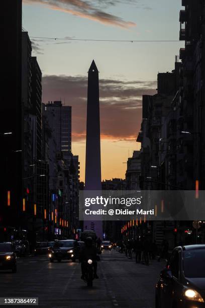 cinematic view of the streets of buenos aires at dusk, argentina - buenos aires sunset stock pictures, royalty-free photos & images