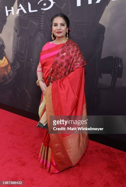 Shabana Azmi attends the premiere of the Paramount+ new series "HALO" at Hollywood Legion Theater on March 23, 2022 in Los Angeles, California.