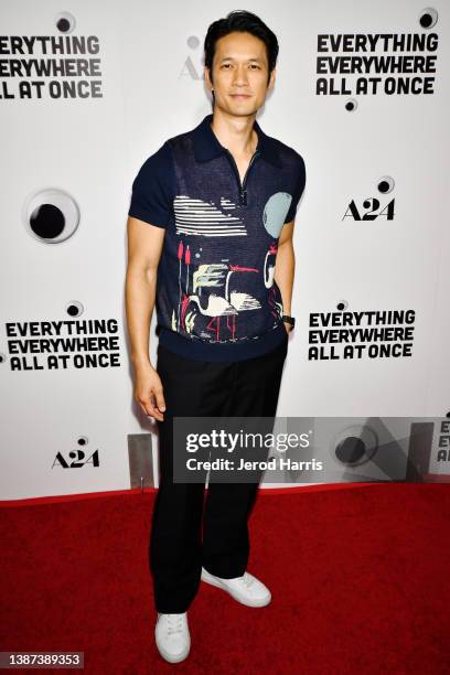 Harry Shum Jr. Arrives at the premiere of 'Everything Everywhere All At Once' at The Theatre at Ace Hotel on March 23, 2022 in Los Angeles,...