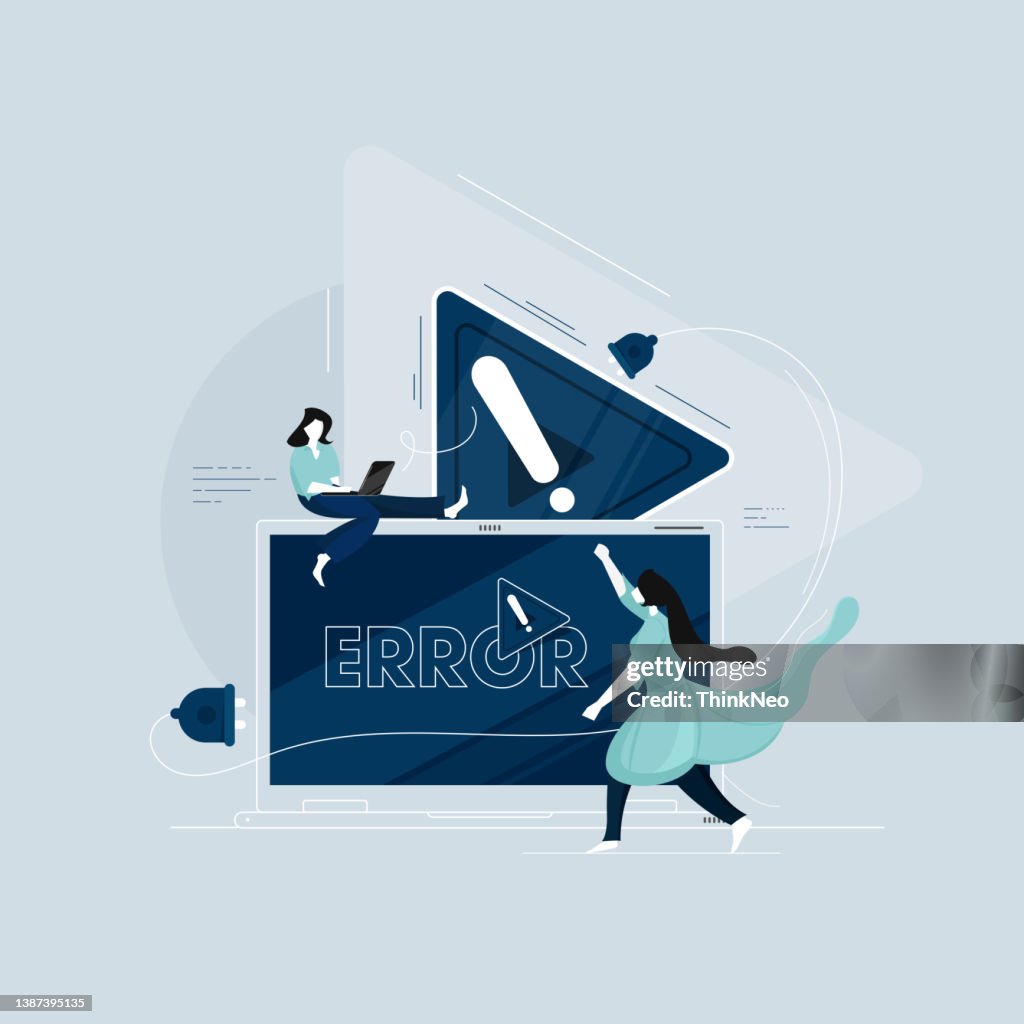Warning Error Concept Businessman Looking At An Internet Failure Screen ...