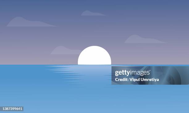 sunset ocean waves futuristic background - reflection water india stock illustrations