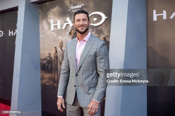 Pablo Schreiber attends the Paramount+ new series 'HALO' season 1 Los Angeles premiere at Hollywood Legion Theater on March 23, 2022 in Los Angeles,...