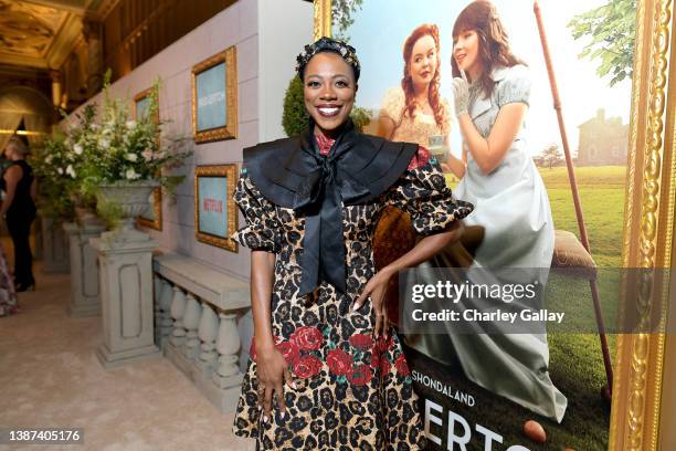Yvonne Orji attends the Bridgerton Season 2 & The Queen's Ball: Exclusive Preview Event at Millennium Biltmore Hotel Los Angeles on March 23, 2022 in...