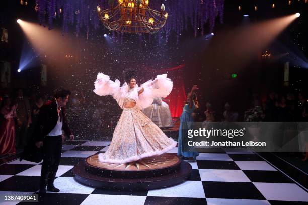 Angela Lewis performs duringthe Bridgerton Season 2 & The Queen's Ball: Exclusive Preview Event at Millennium Biltmore Hotel Los Angeles on March 23,...