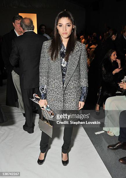Actress Amanda Setton attends the Ruffian Fall 2012 fashion show during Mercedes-Benz Fashion Week at The Studio at Lincoln Center on February 11,...