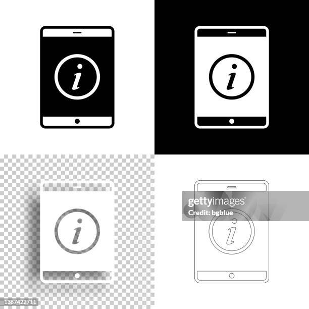 tablet pc with information sign. icon for design. blank, white and black backgrounds - line icon - using touchscreen kiosk stock illustrations