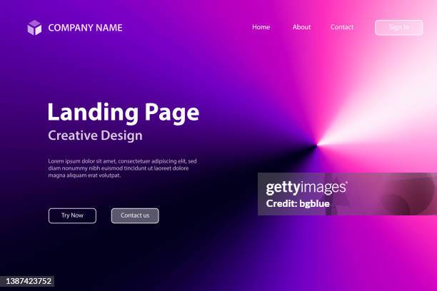 stockillustraties, clipart, cartoons en iconen met landing page template - purple abstract background with radial gradient - purple background