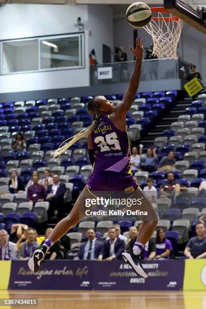Tiffany Mitchell of the Boomers makes a fast break during game one of the WNBL Finals Series between Melbourne Boomers and Adelaide Lightning at...
