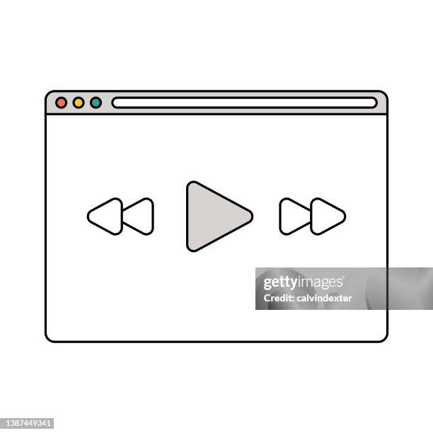 web browser multimedia play icon - play button transparent background stock illustrations