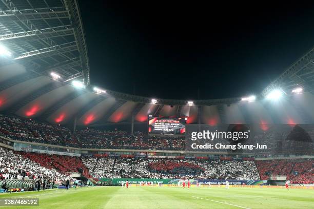 General view during the FIFA World Cup Asian Qualifier Final Round Group A match between South Korea and Iran at Seoul World Cup Stadium on March 24,...