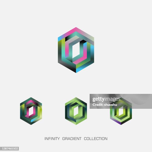 color gradient infinity circular hexagon pattern collection - circular quay stock illustrations