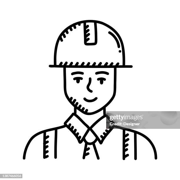 engineer avatar hand drawn icon, doodle style vector illustration - quality engineer stock illustrations