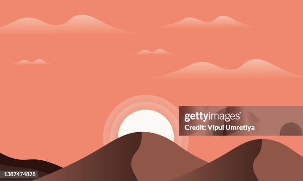 aurora behind the mountains - dramatic landscape stock illustrations