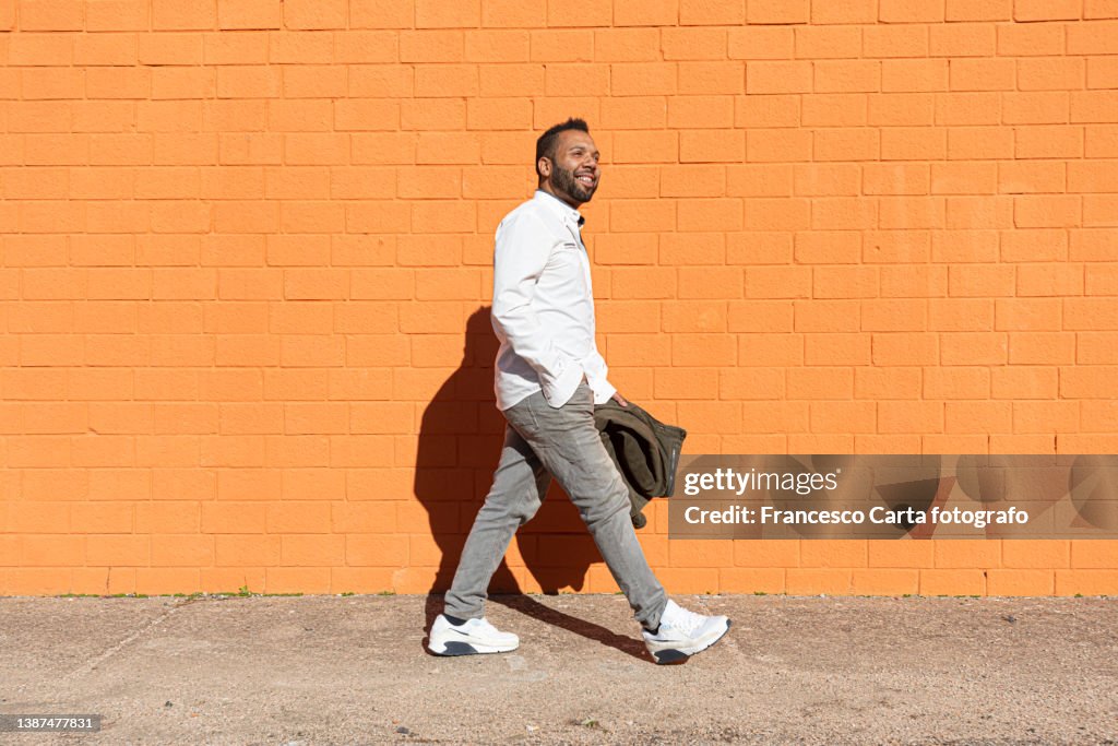 African American man walking