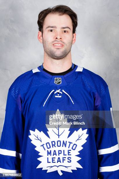 Colin Blackwell of the Toronto Maple Leafs poses for his official headshot for the 2021-2022 season at the Scotiabank Arena on March 23, 2022 in...