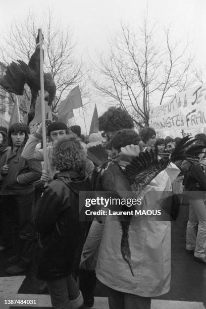 Manifestation contre la gestion de la marée noire de l''Amoco Cadiz' à Brest, le 26 mars 1978.