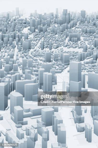 virtual city skyline - 3d city stockfoto's en -beelden