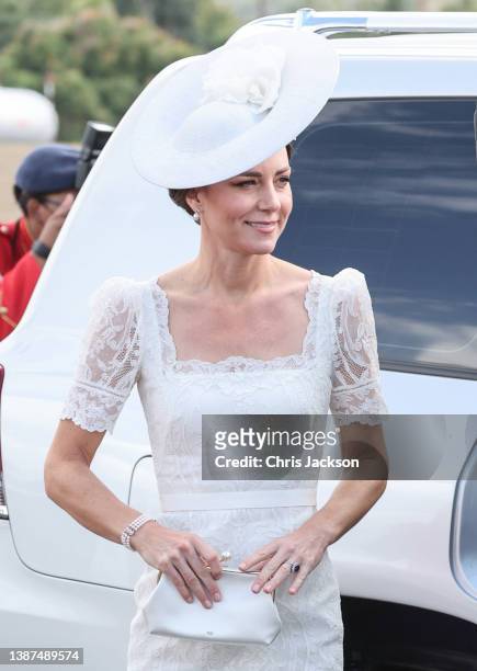 Catherine, Duchess of Cambridge attends the inaugural Commissioning Parade for service personnel from across the Caribbean with Prince William, Duke...