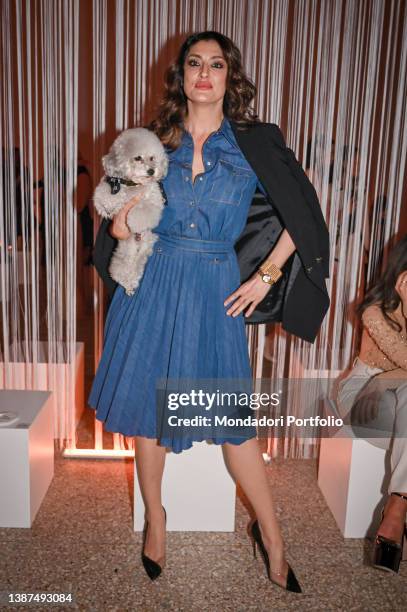 Elisa Isoardi guest at the Elisabetta Franchi fashion show on the fourth day of Milan Fashion Week Women's Fall Winter 2022 Collection. Milan ,...