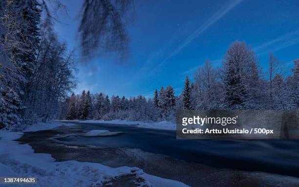 scenic view of snow covered land against sky,koitelinkoskentie,kiiminki,finland - arttu stock pictures, royalty-free photos & images