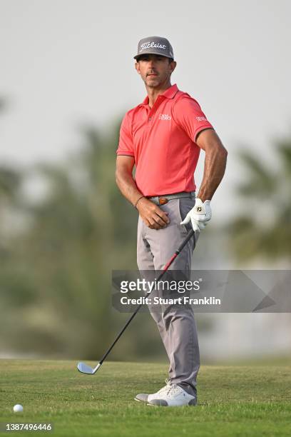 Wade Ormsby of Australia looks on at 18th hole during Day One of the Commercial Bank Qatar Masters at Doha Golf Club on March 24, 2022 in Doha, Qatar.