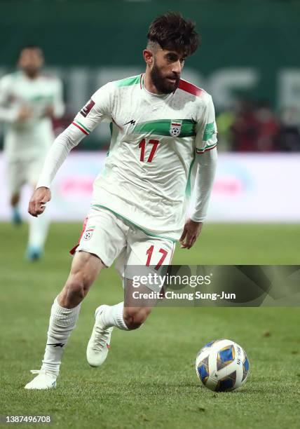 Ali Gholi Zadeh of Iran in action during the FIFA World Cup Asian Qualifier Final Round Group A match between South Korea and Iran at Seoul World Cup...