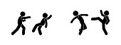 stick figure icon man, fighting people illustration, fight isolated drawing